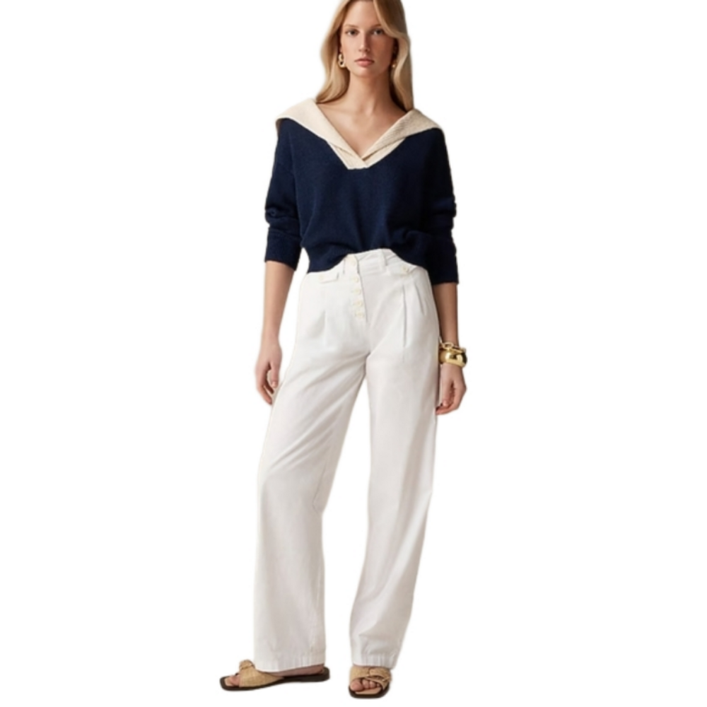 J Crew Pleated button-front pant in chino NWT Sz 12 Petite BZ697